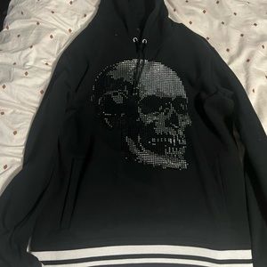INC studded skull hoodie